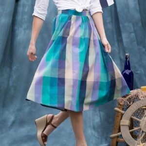 Shabby Apple Plaid Fit and Flare Skirt